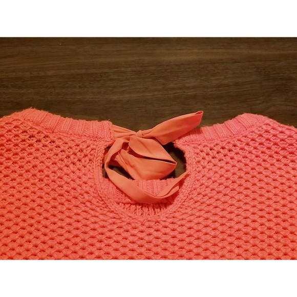 Ted Baker London Sweater Women Size 1 Coral Orange Knit Ribbon Bow Tie Aveleen - Picture 4 of 5